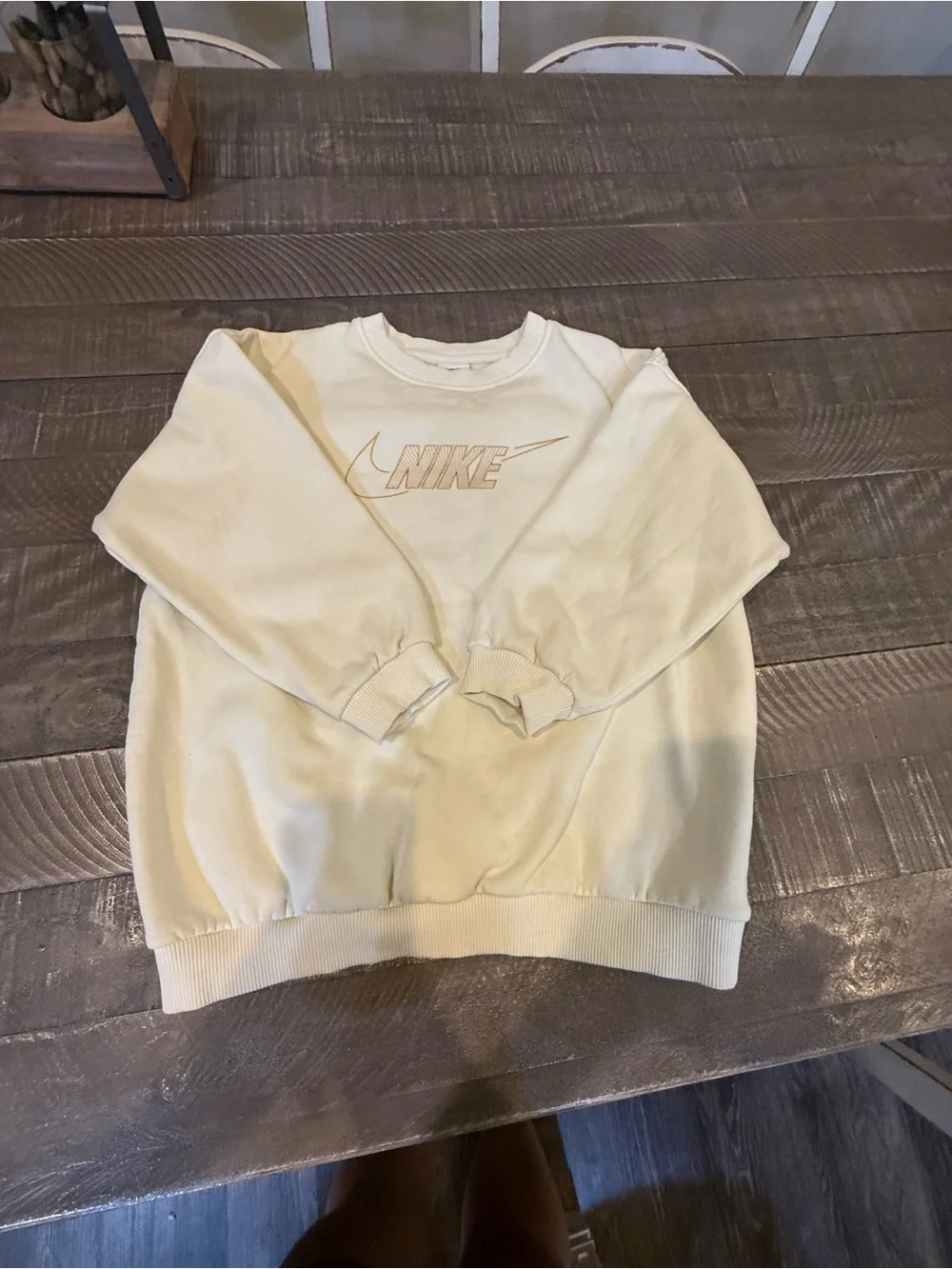 Nike Cream Kids Crewneck Sweatshirt with Tonal Logo